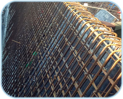 中新钢铁项目工程消防水池钢筋绑扎施工